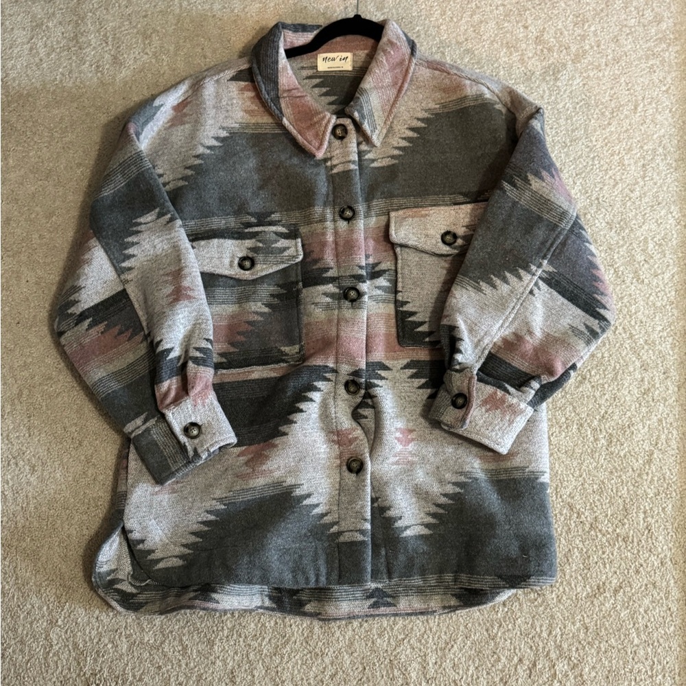 Women's Gray Patterned Shacket - image 1